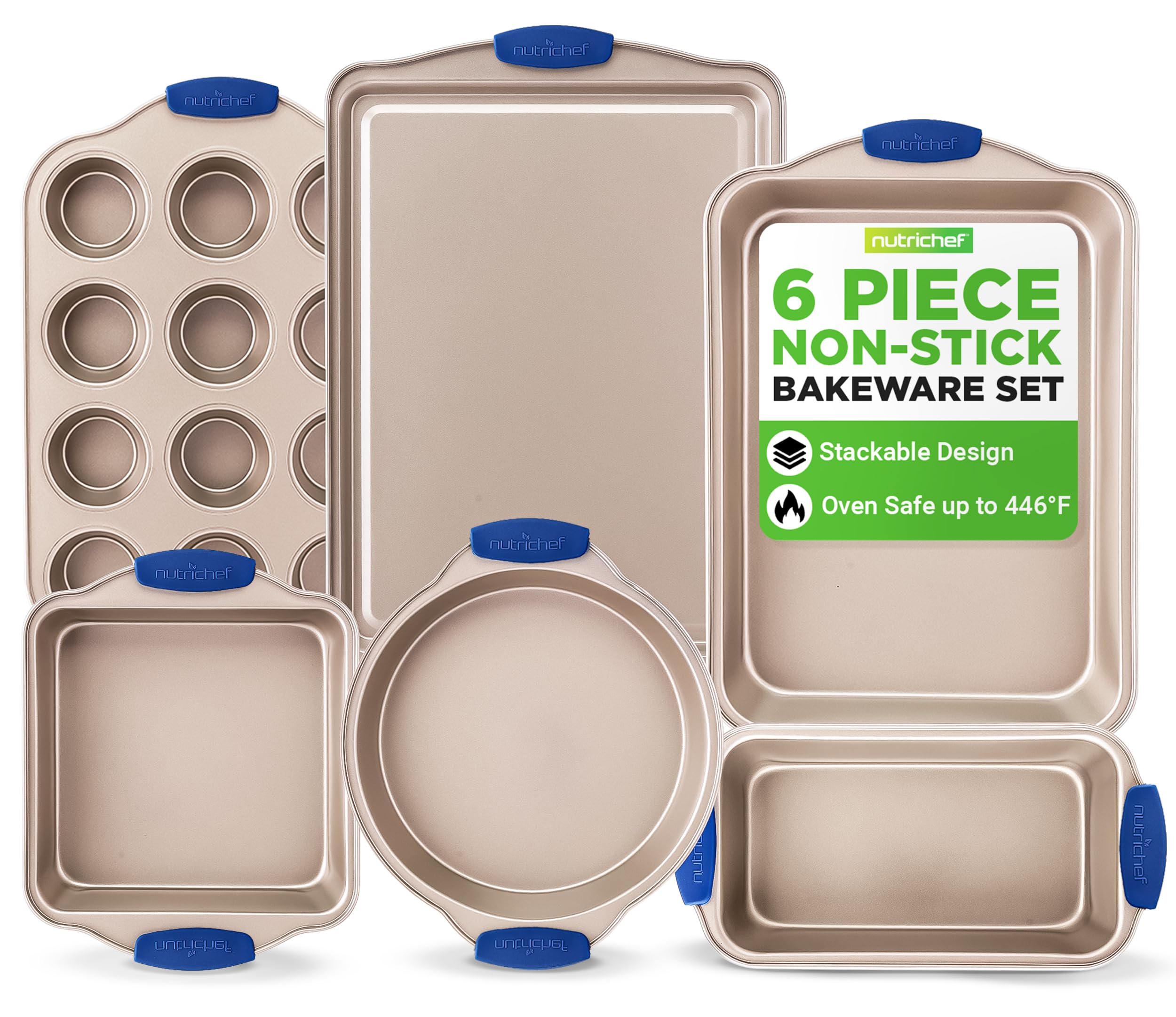 NutriChef front view of full 6-piece set highlighting variety and organization