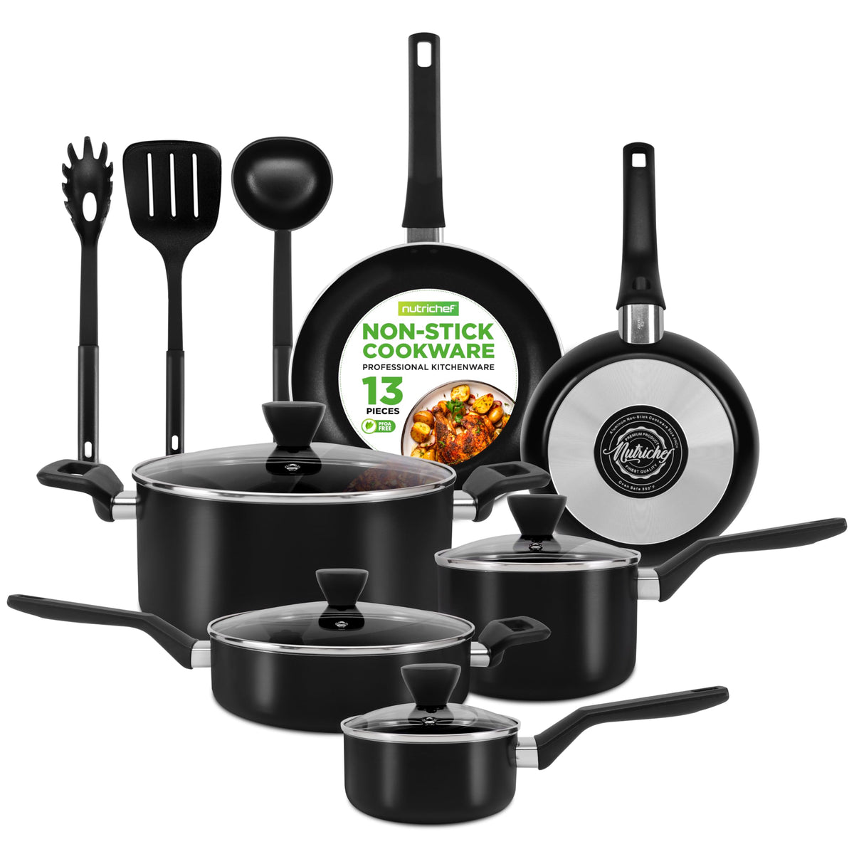 NutriChef front packaging showing full 13-piece set and key features