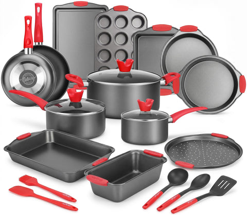 NutriChef front set arrangement showing full 21-piece collection and quick setup benefit