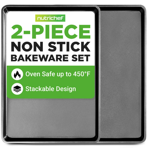 NutriChef front view XL cookie sheet showing full baking surface and edge for even heat