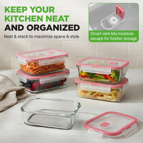 NutriChef frozen glass containers in freezer showing safe cold storage and durability