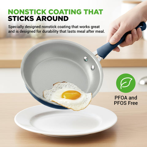 NutriChef three frying pans stacked to show sizes and space-saving storage benefit