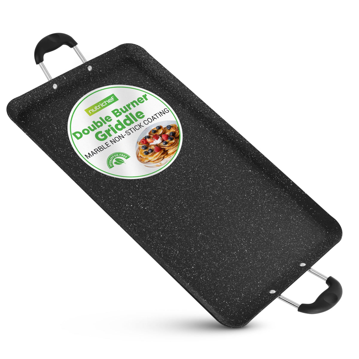 NutriChef griddle front view showing full cooking surface and brand