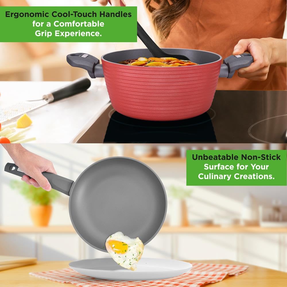NutriChef handle closeup highlighting ergonomic cool-touch grip for safe handling