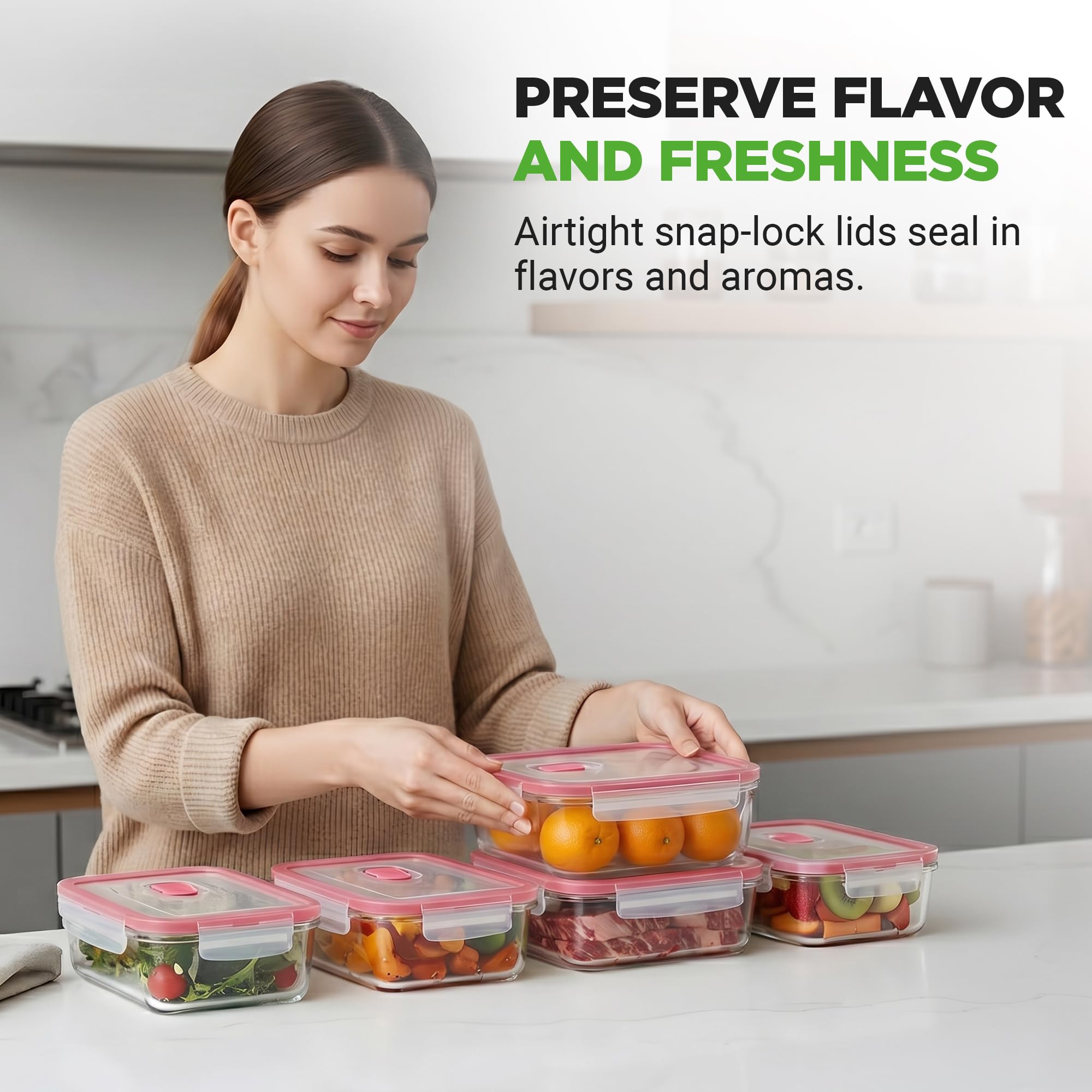 NutriChef close-up of hinged locking lid with red air hole, easy venting and secure seal