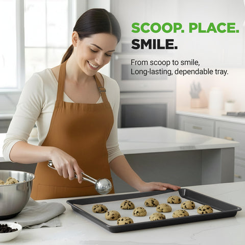 NutriChef in-oven baking cookies showing even browning and airflow benefit