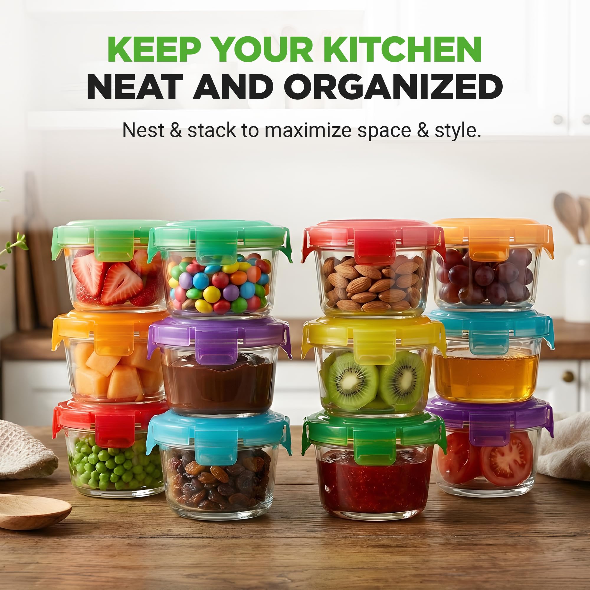 NutriChef containers organized in fridge keeping food visible and fresh