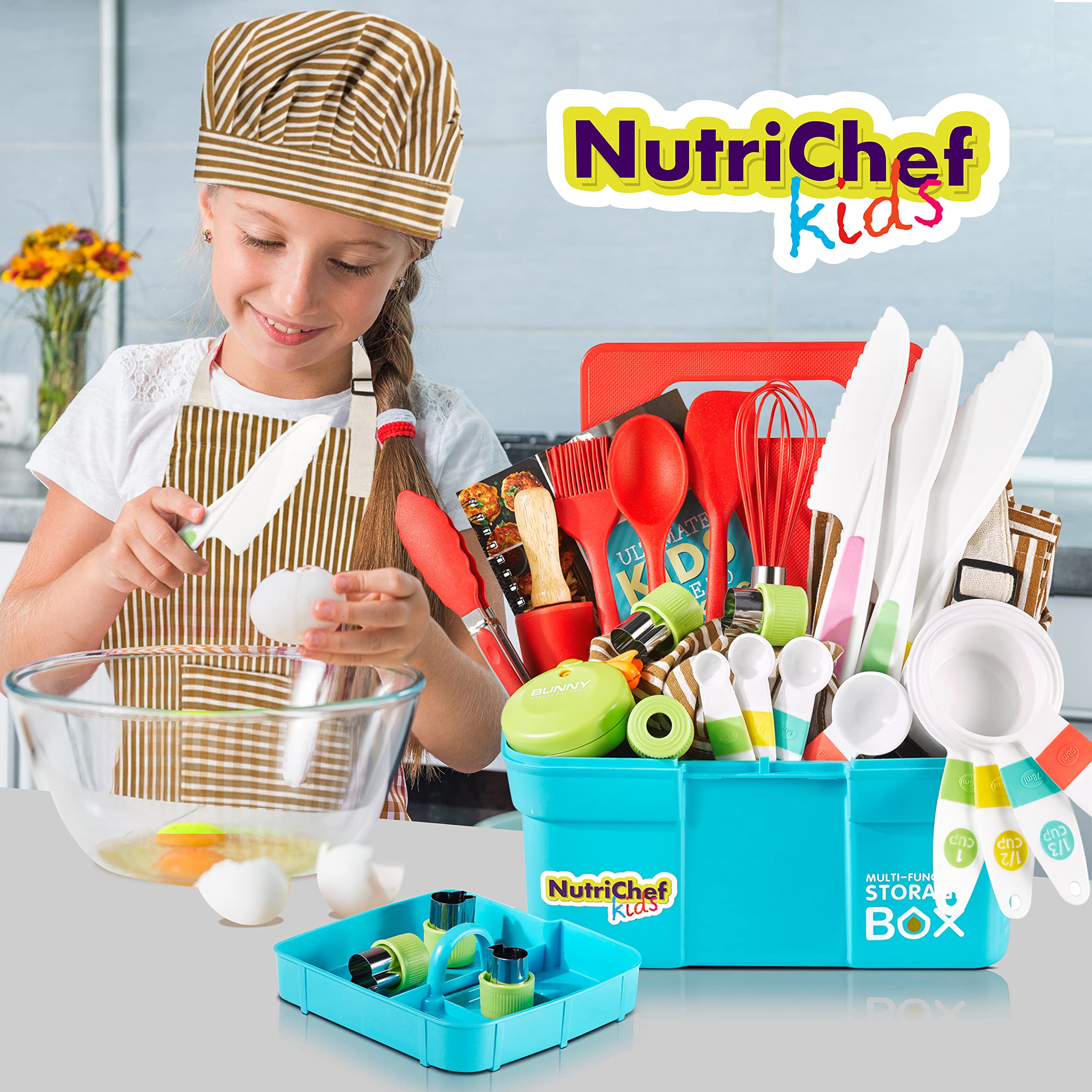 NutriChef children mixing batter using utensils to learn measuring and stirring