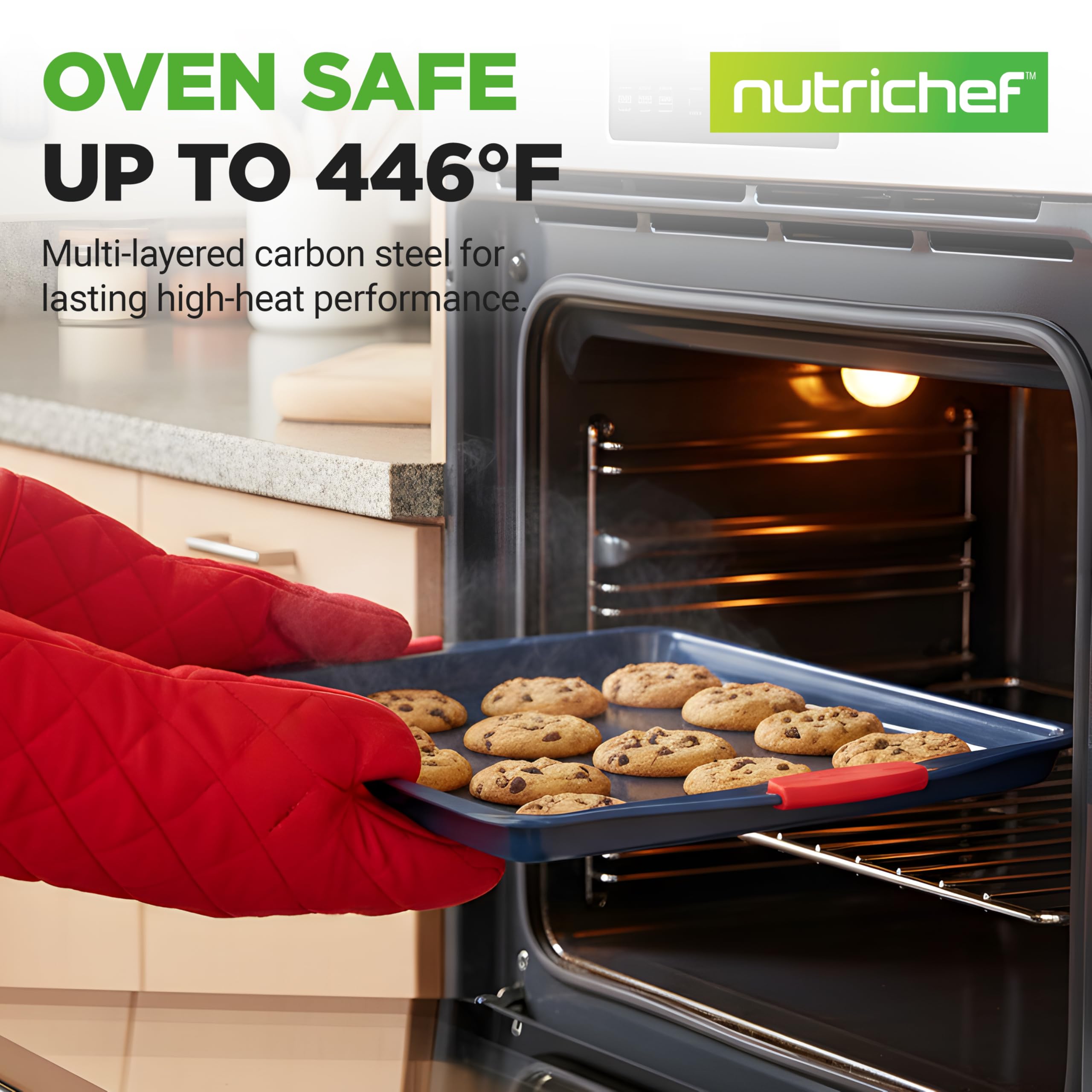 NutriChef large sheet top view illustrating flat surface and even baking