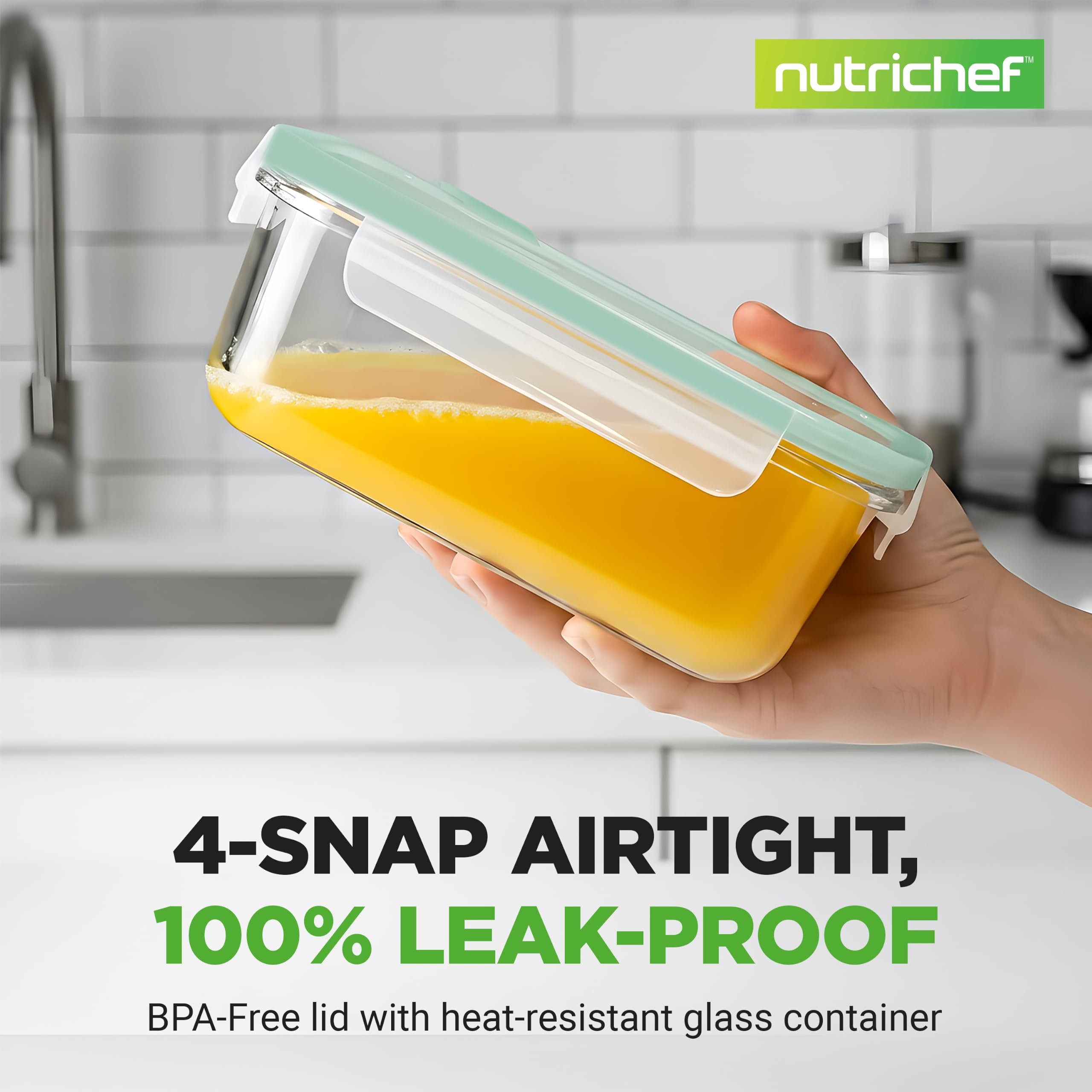 NutriChef detailed view of four-sided lid lock demonstrating leak-proof seal advantage