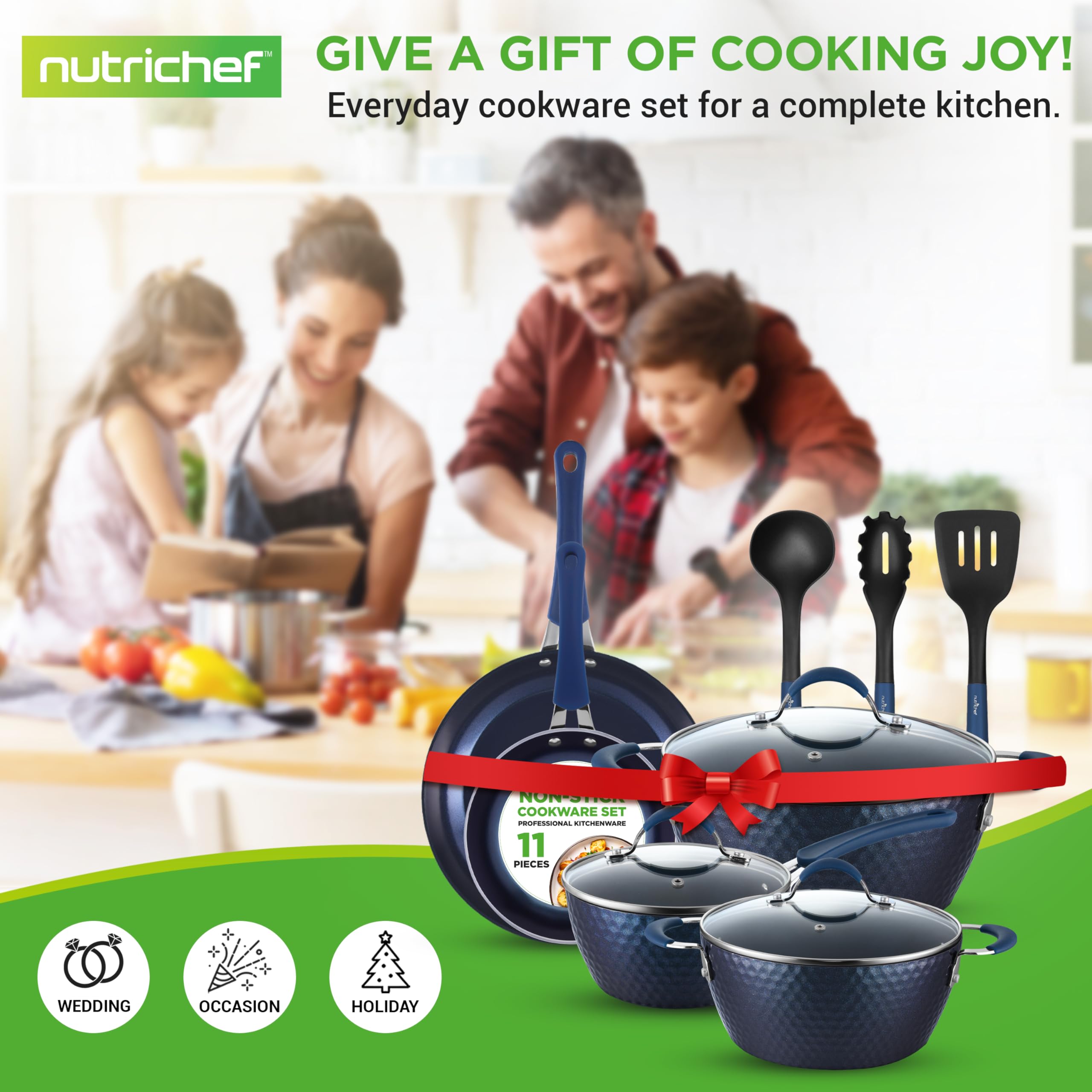NutriChef set arranged in a kitchen showcasing stylish color and ready-to-cook convenience