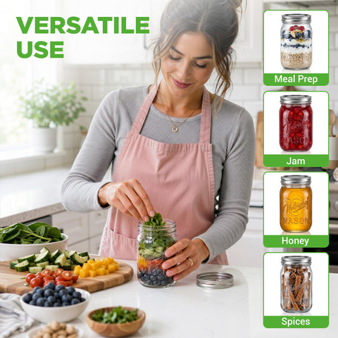 NutriChef wide-mouth jar detail for easy filling and cleaning benefit