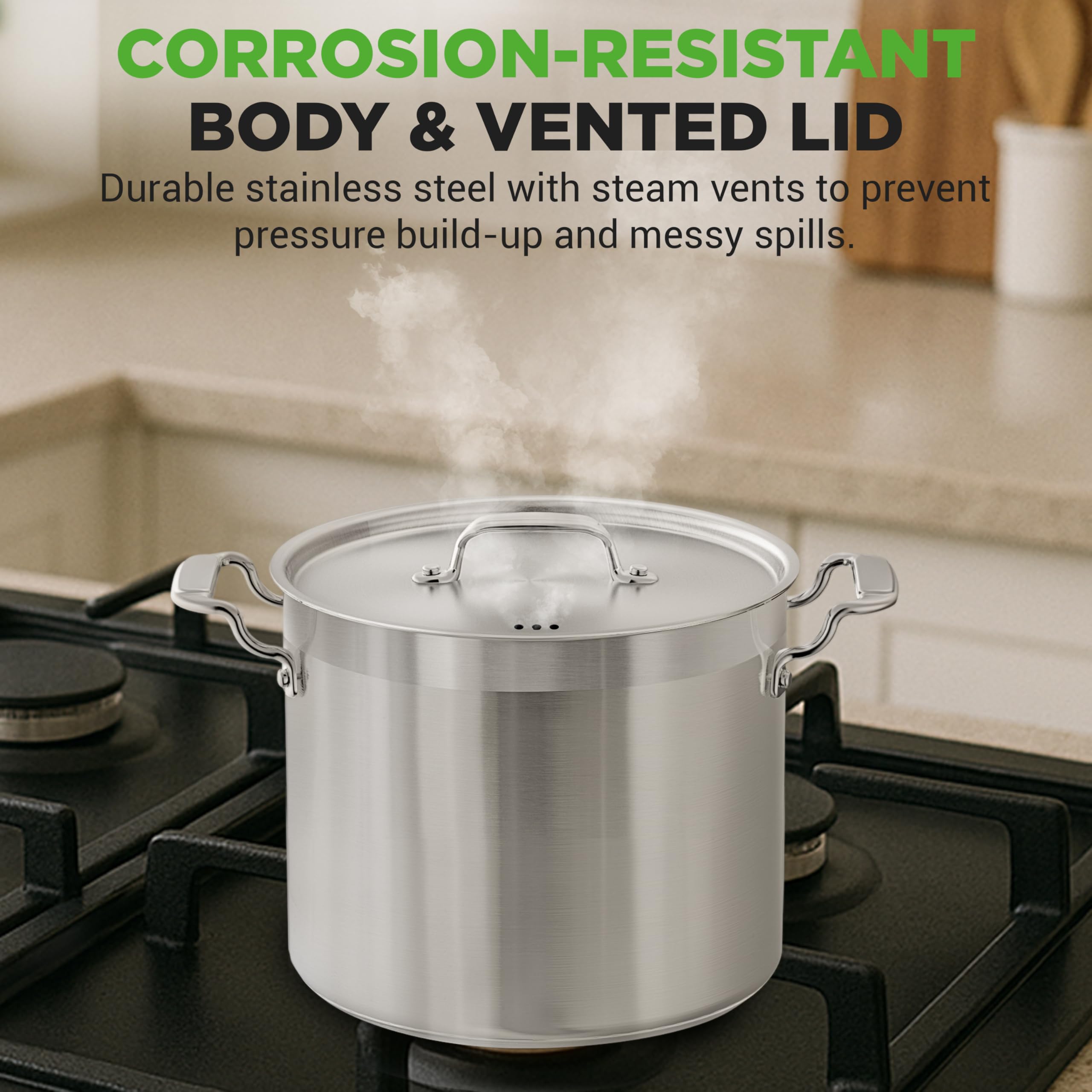NutriChef stockpot in use with soup illustrating large-batch cooking advantage