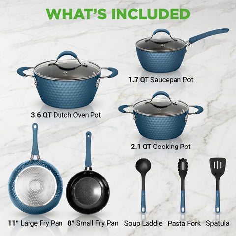 NutriChef pans beside common objects showing size and capacity clarity