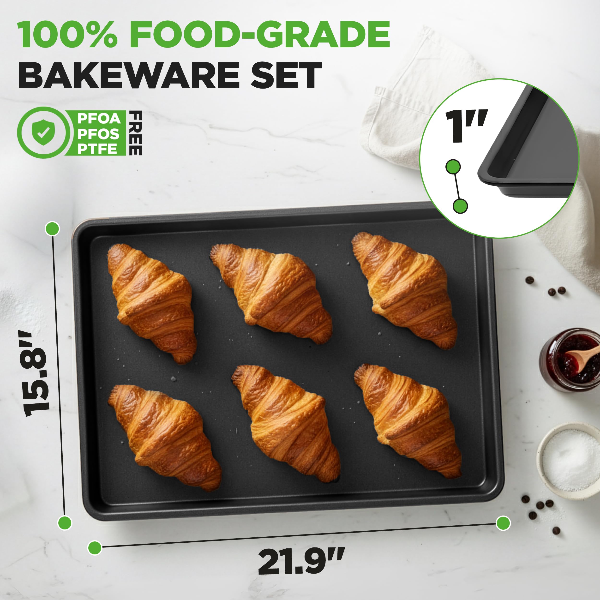 NutriChef size comparison with sheet pan on counter to highlight extra-large capacity