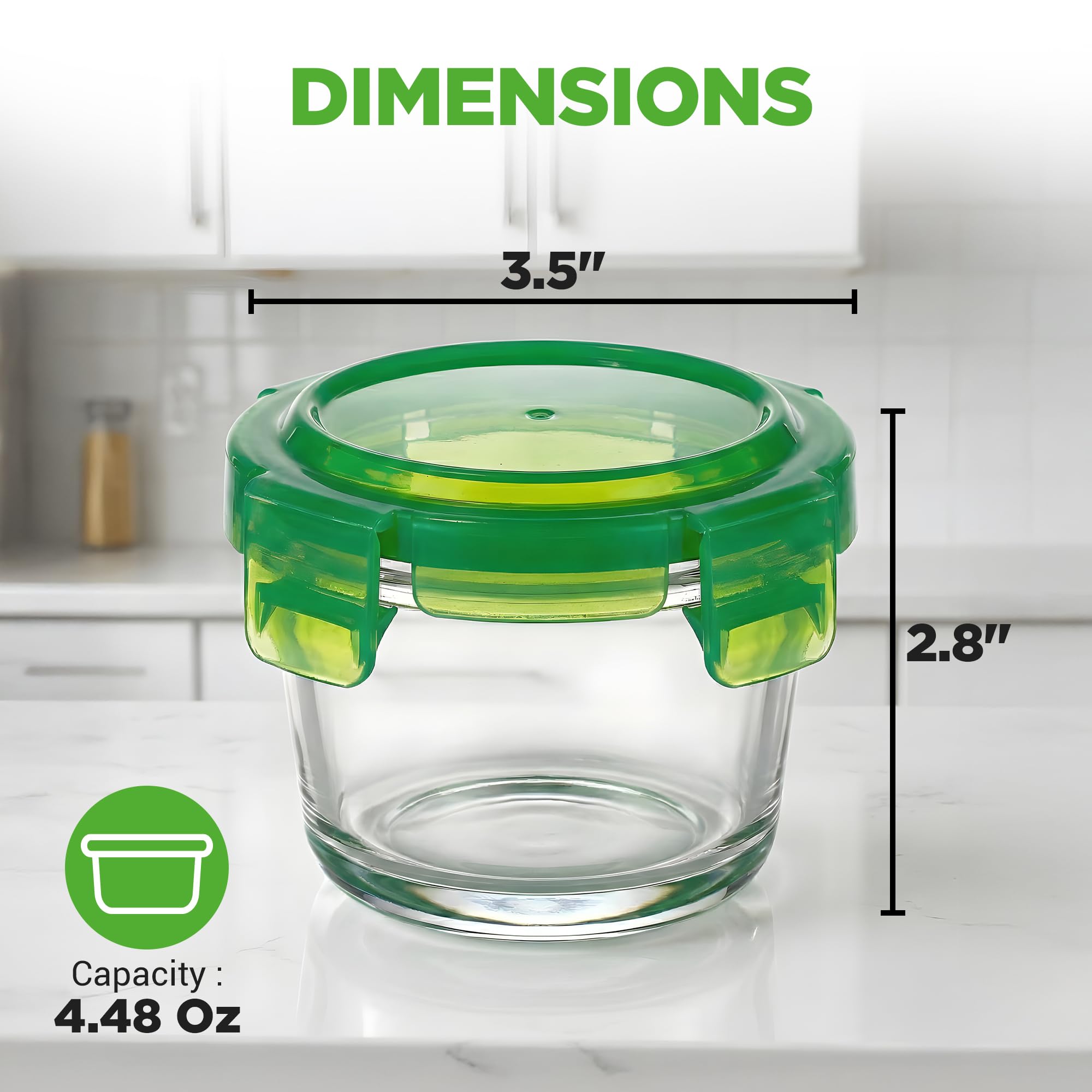 NutriChef container beside spoon showing 4.48 oz scale for portion control