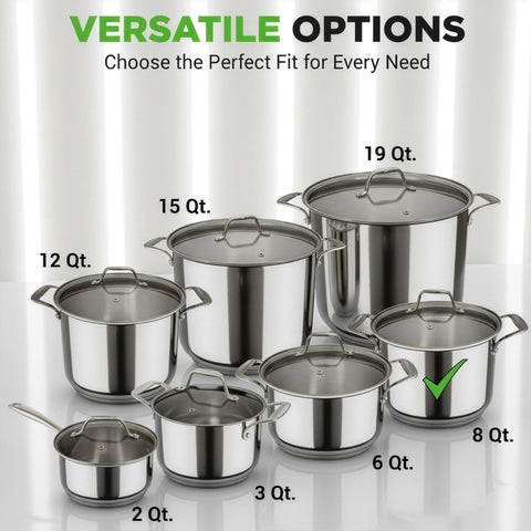 NutriChef pot beside common items to show size and storage benefit