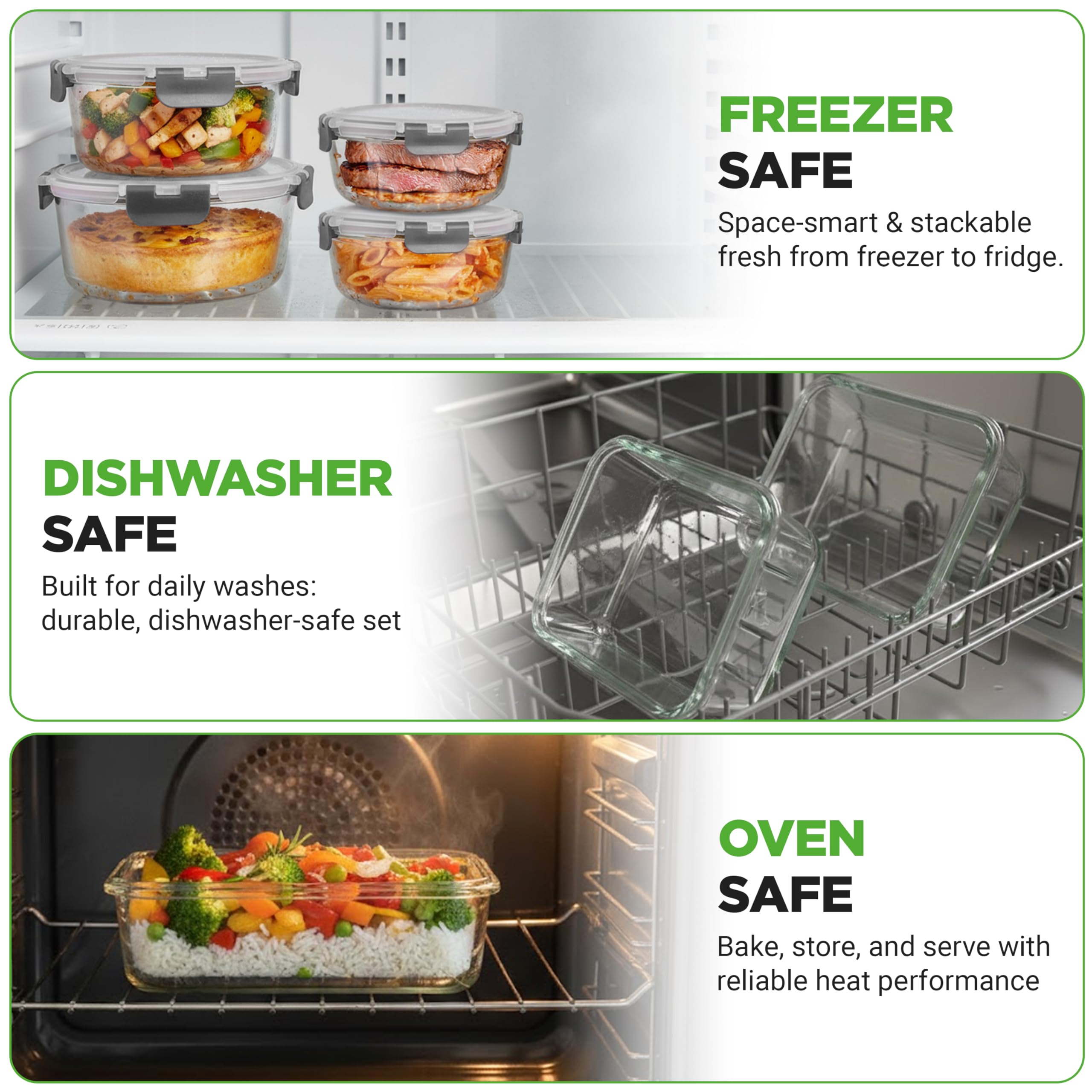 NutriChef stacked containers demonstrating space-saving, organized kitchen benefit