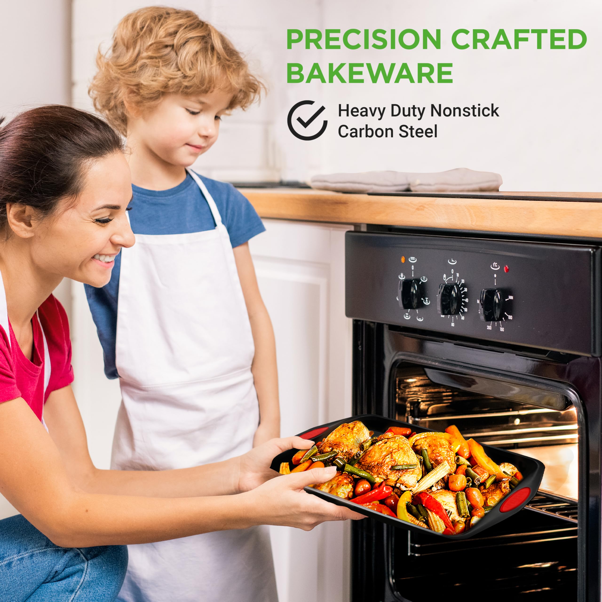 NutriChef stackable pans stored to save kitchen space benefit