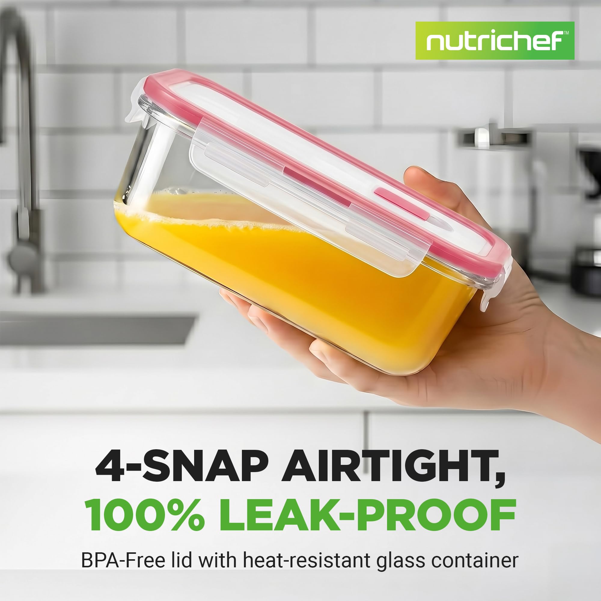 NutriChef stacked and nested containers saving kitchen space, neat compact storage