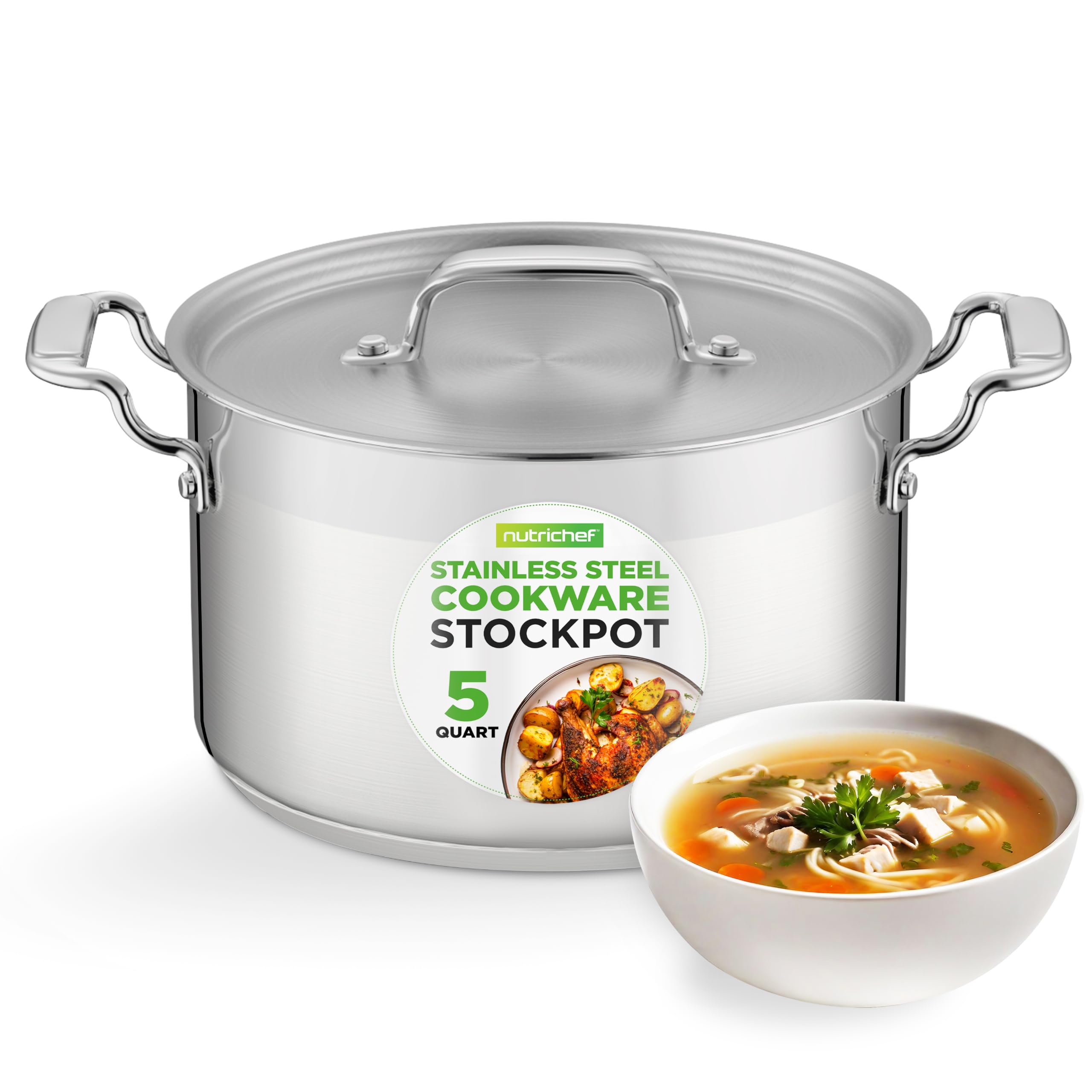 NutriChef front view showing polished exterior and sturdy lid, conveys professional look