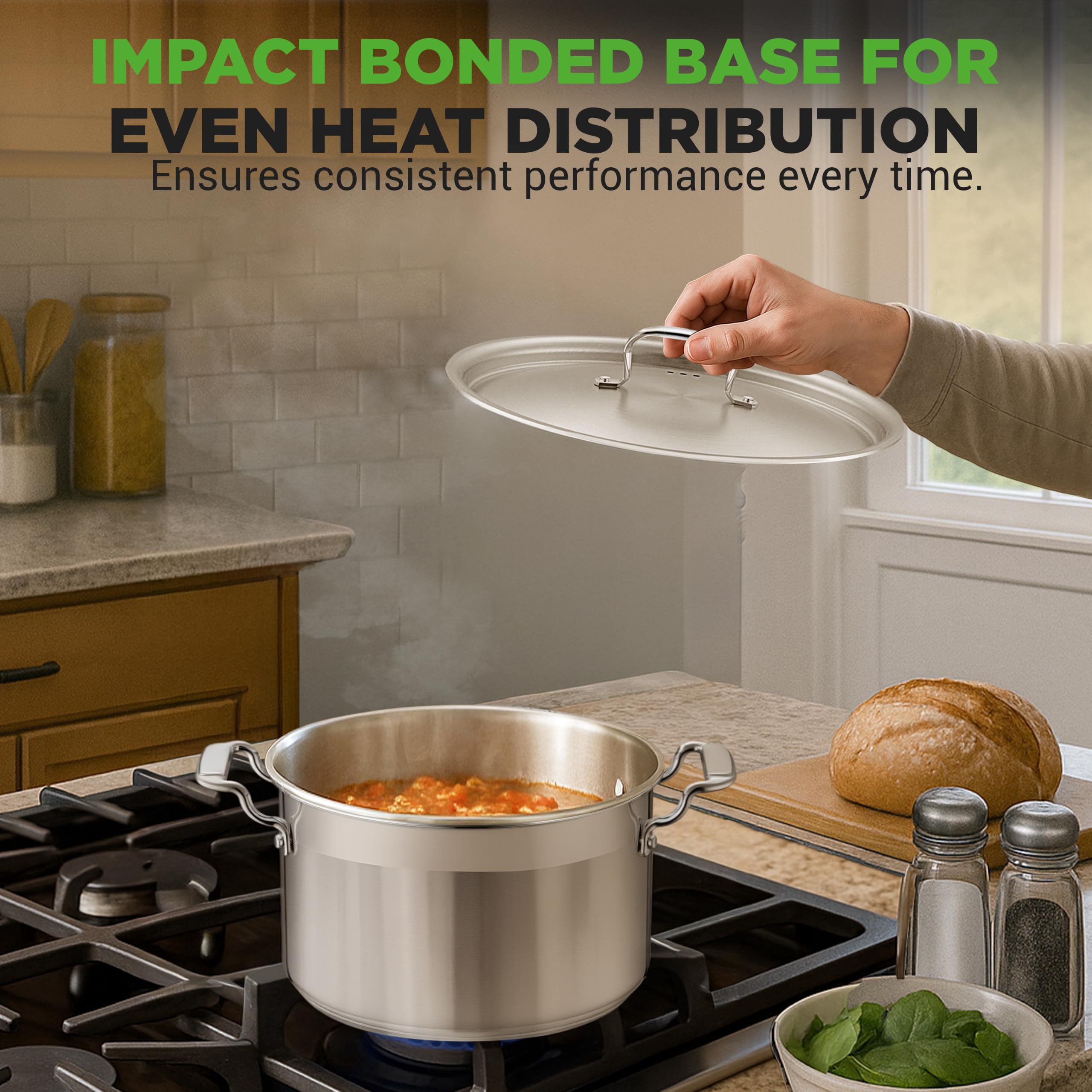 NutriChef pot on stovetop in use demonstrating induction and stovetop compatibility
