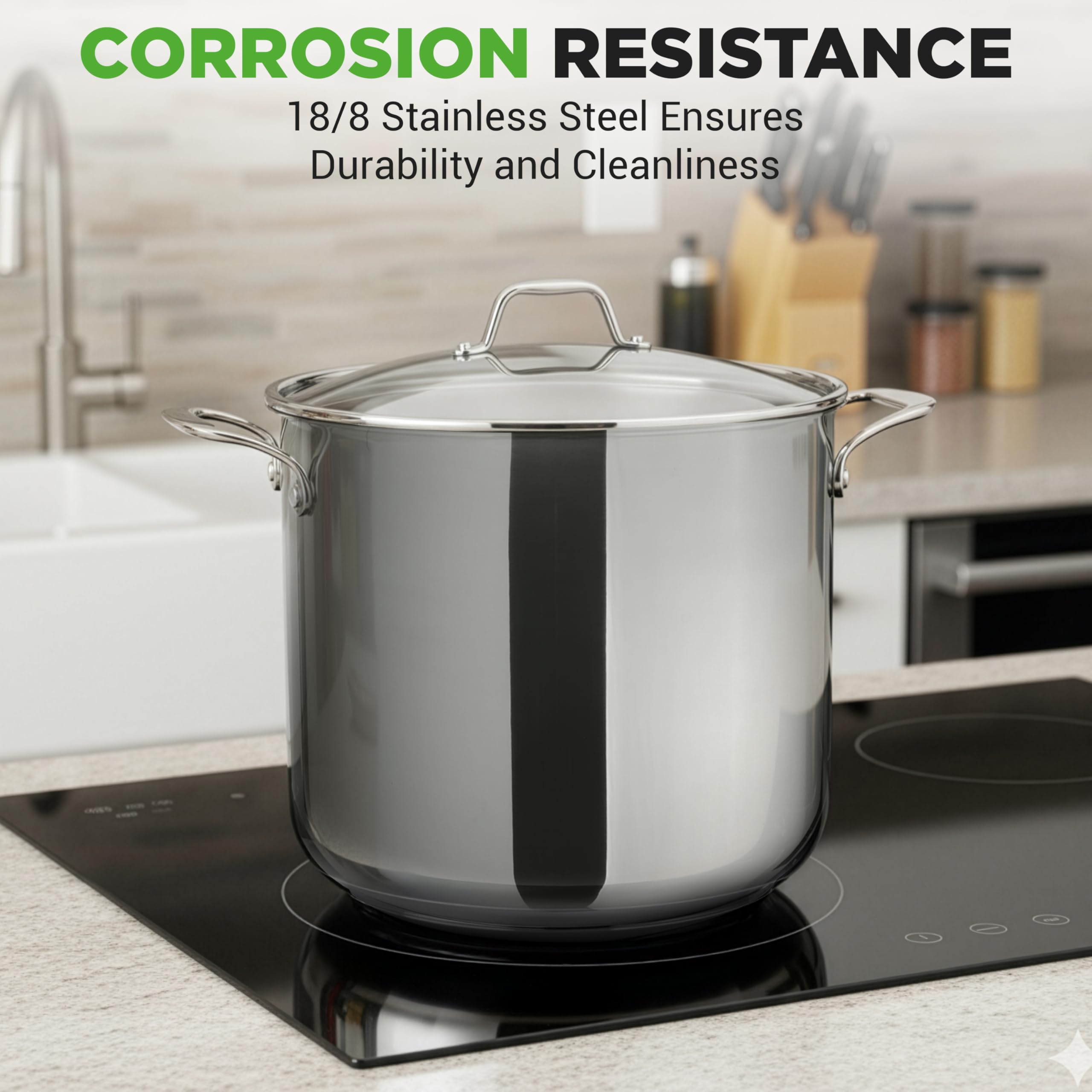 NutriChef pot beside common kitchen items showing true size advantage