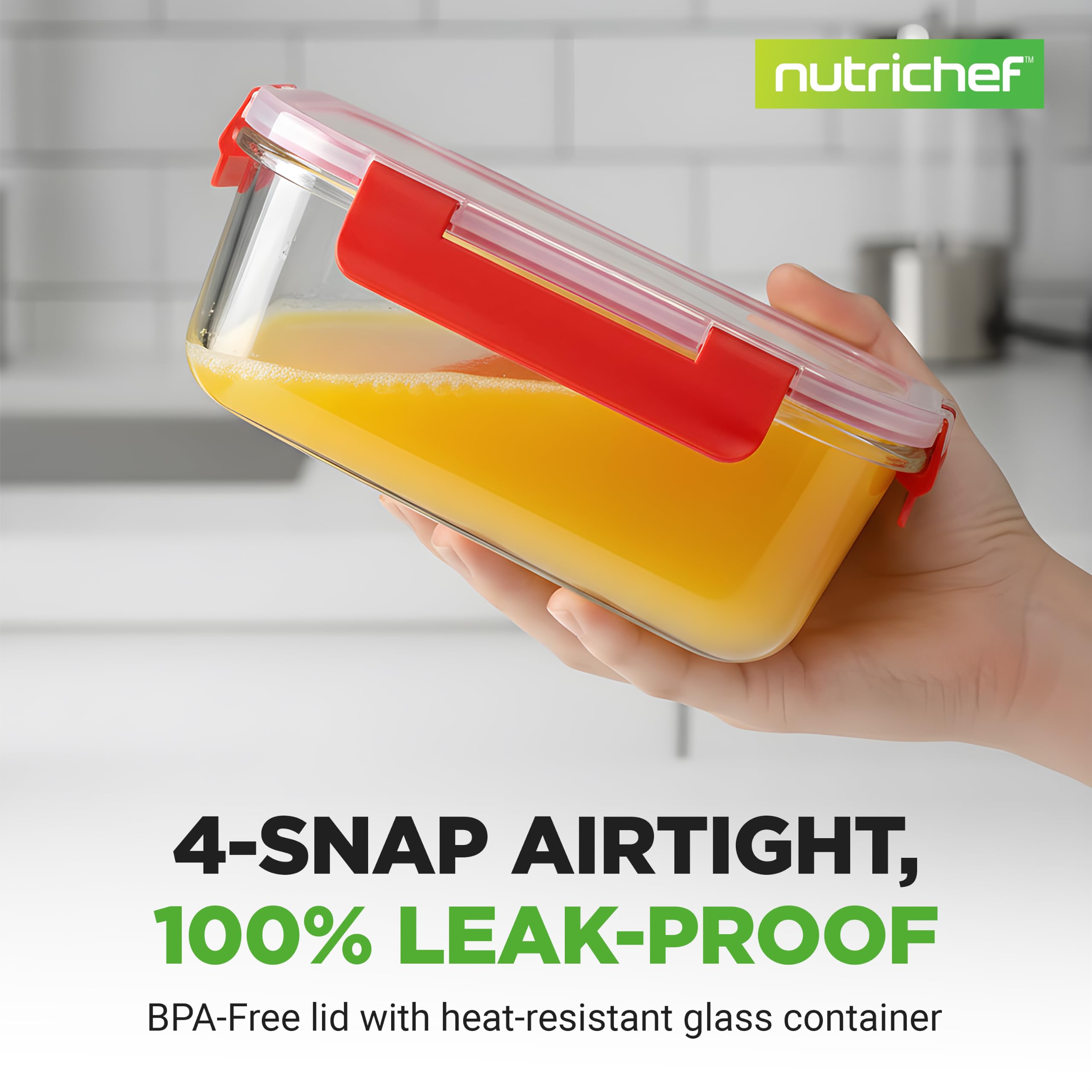 NutriChef clear borosilicate glass texture highlighting stain resistance