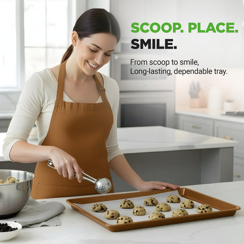 NutriChef stacked pans demonstrating space-saving storage and organized kitchen benefit