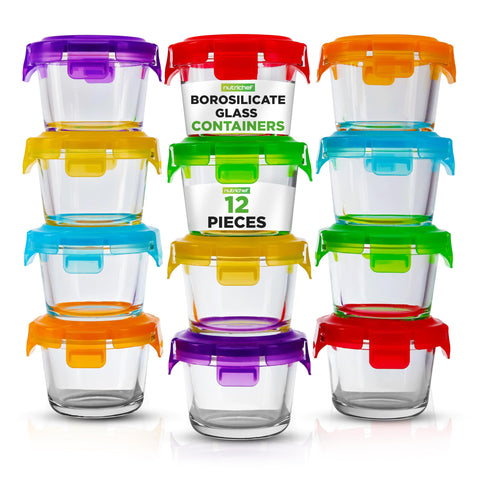 NutriChef lids and glass on dishwasher top rack for easy cleaning benefit