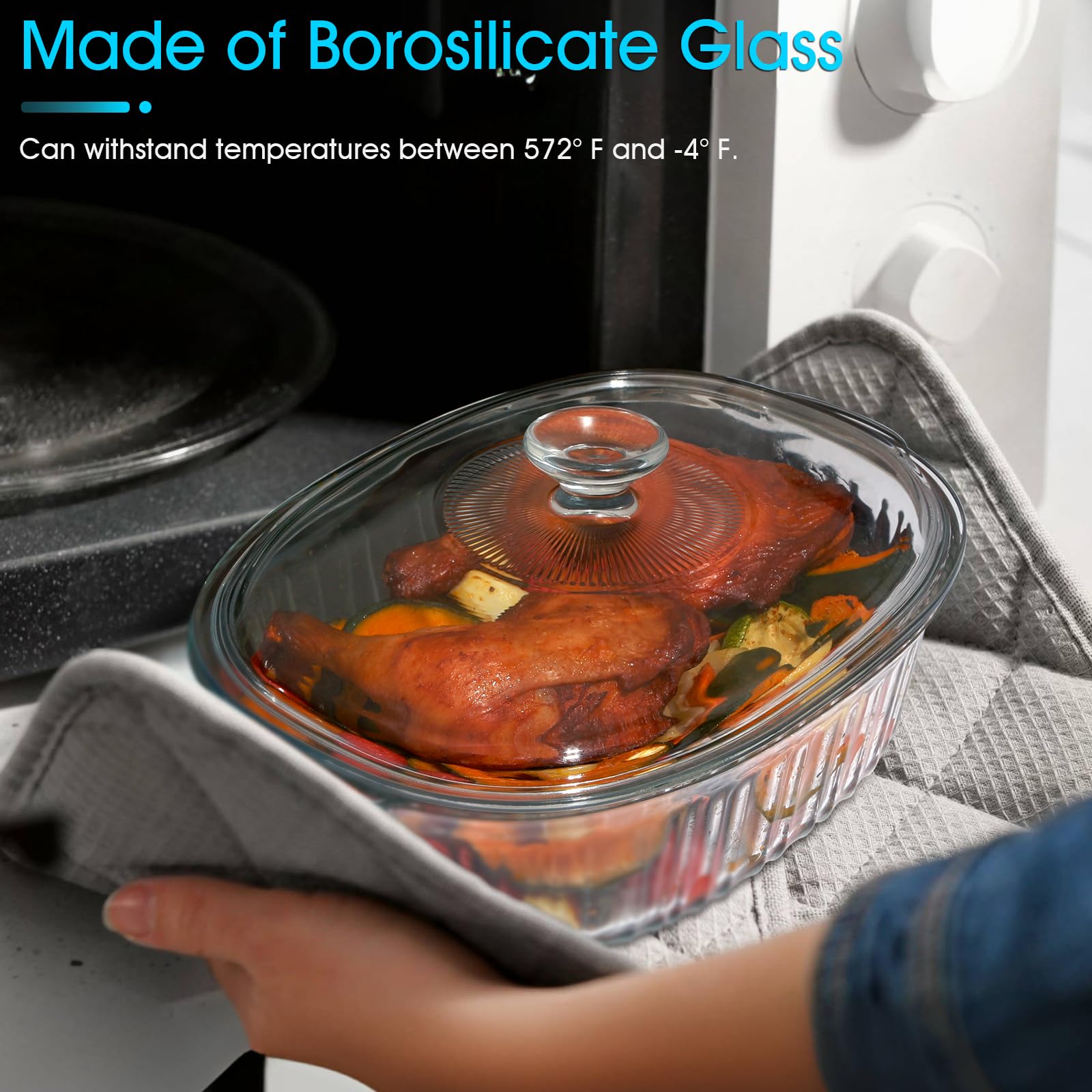 NUTRIUPS casserole dish in oven demonstrating oven-safe use and even browning