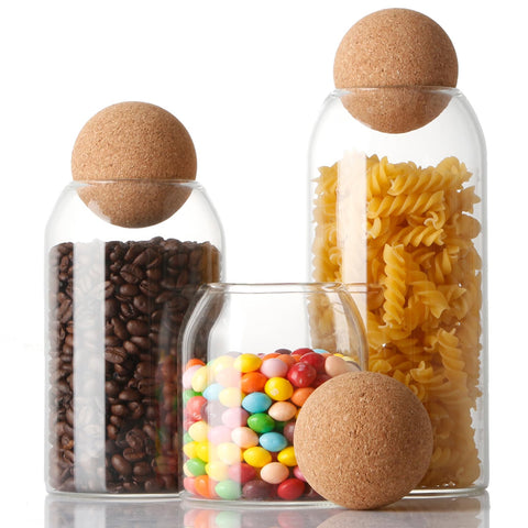 NUTRIUPS front view of three glass jars showing clear organization benefit
