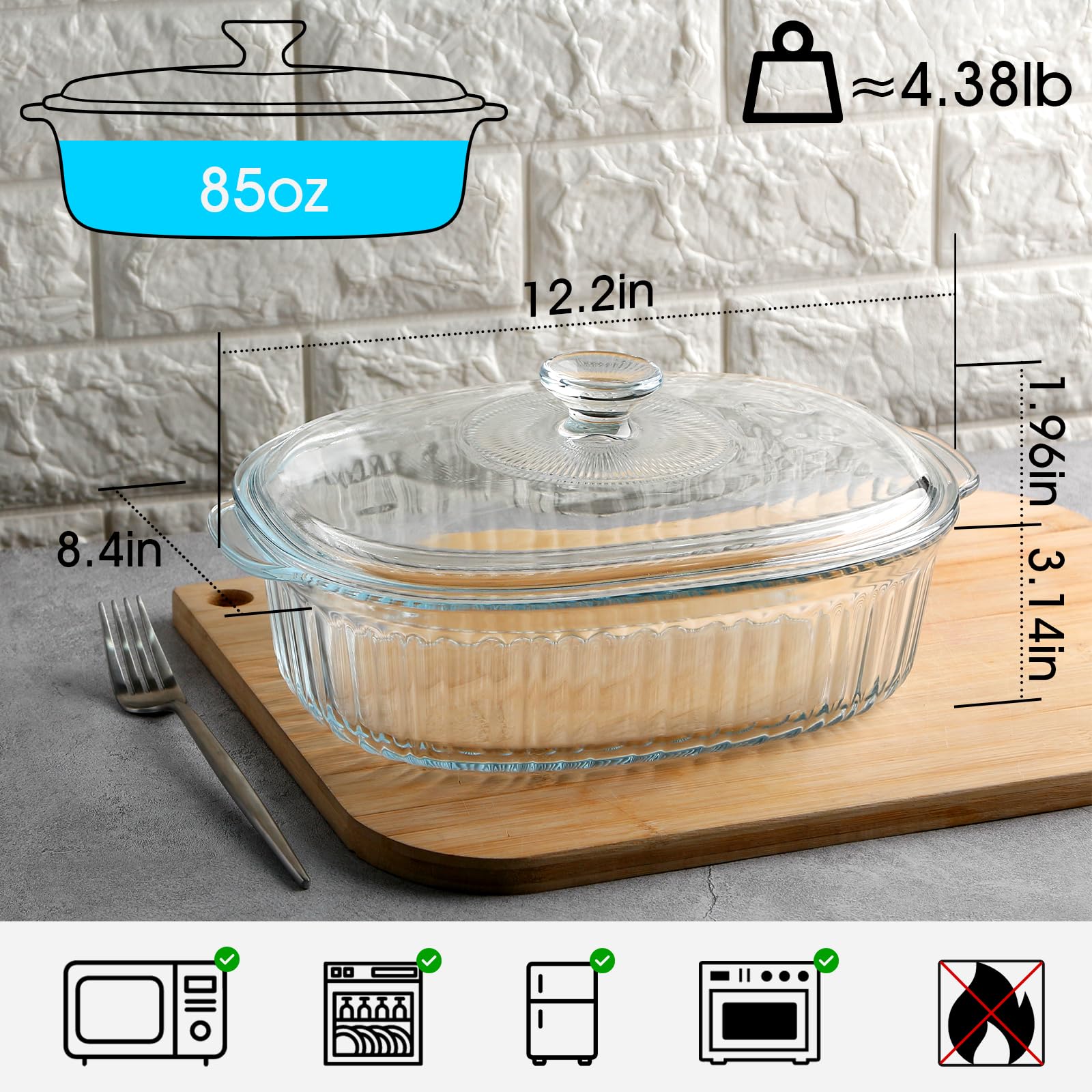 NUTRIUPS oval casserole with glass lid close-up showing tight fit for moisture retention