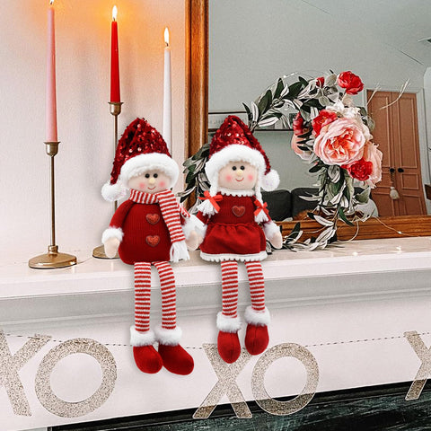 nuvagiki gnomes arranged on a mantel creating instant Valentine ambiance