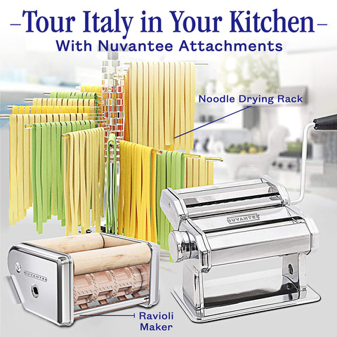 Nuvantee in a kitchen lifestyle scene showing family-friendly pasta making experience