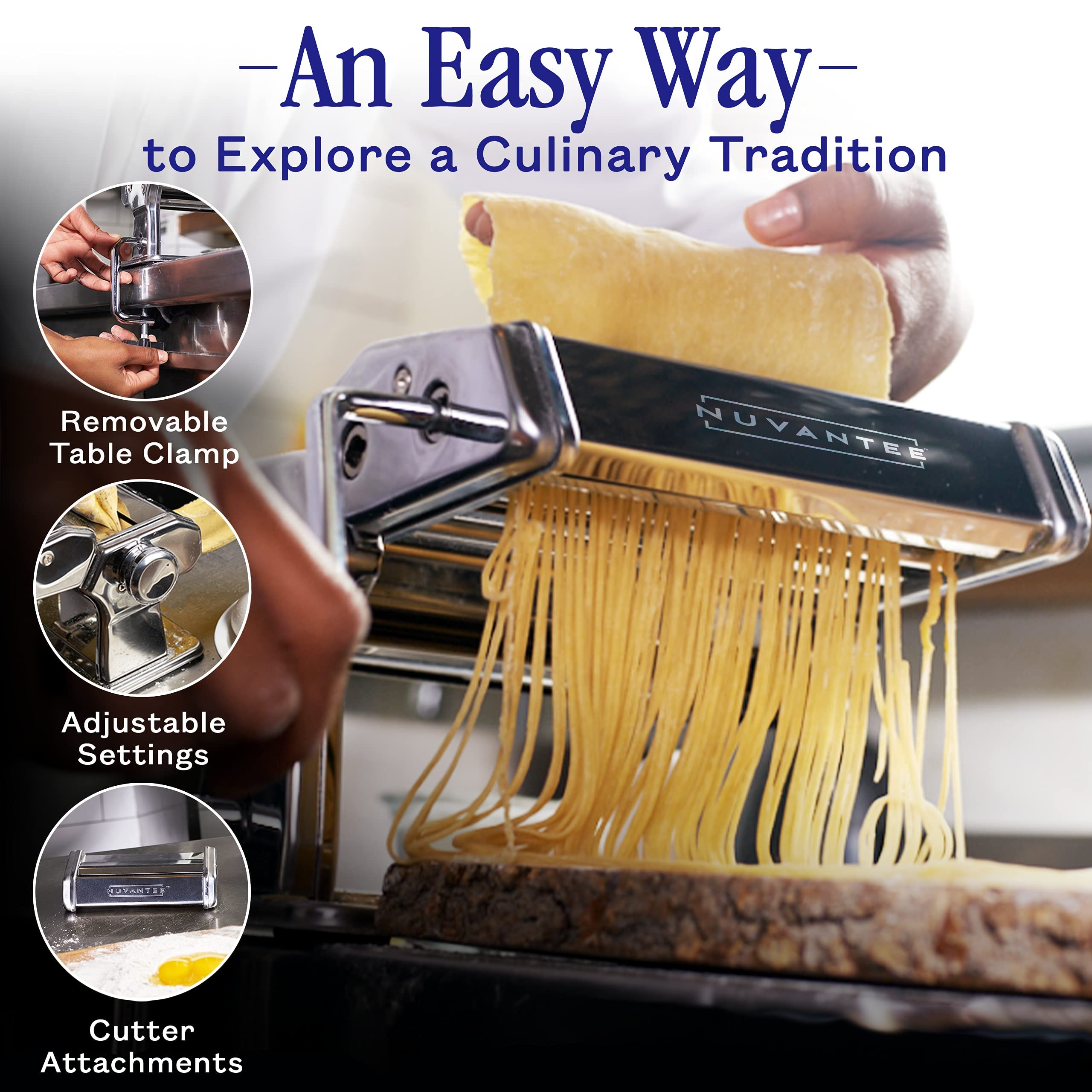 Nuvantee rolled dough sheet on roller illustrating even thickness and smooth texture