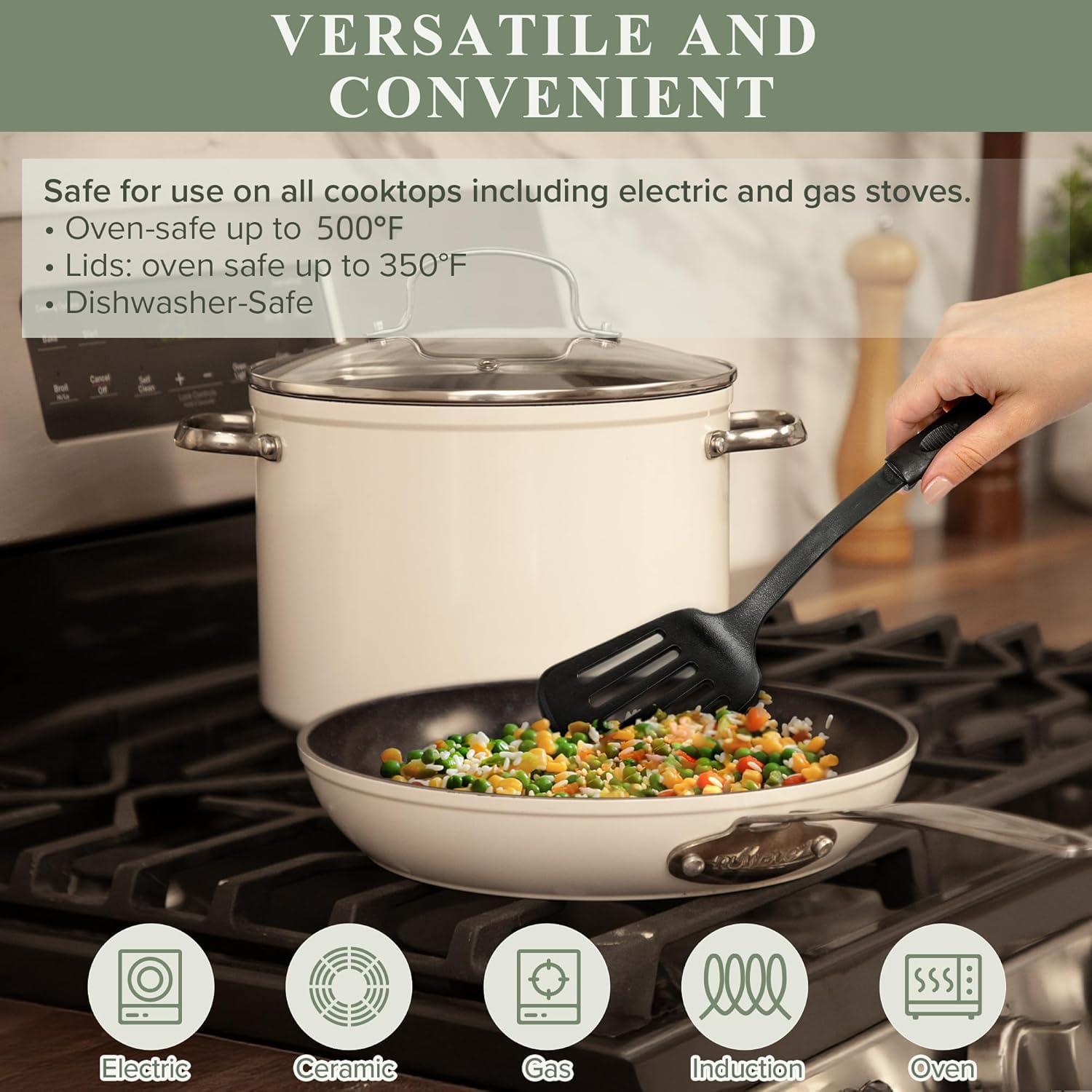 Nuwave 8-inch fry pan angled view showing lightweight forged construction benefit