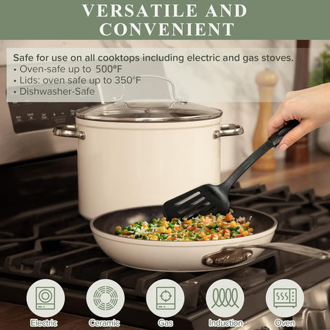 Nuwave 8-inch fry pan angled view showing lightweight forged construction benefit