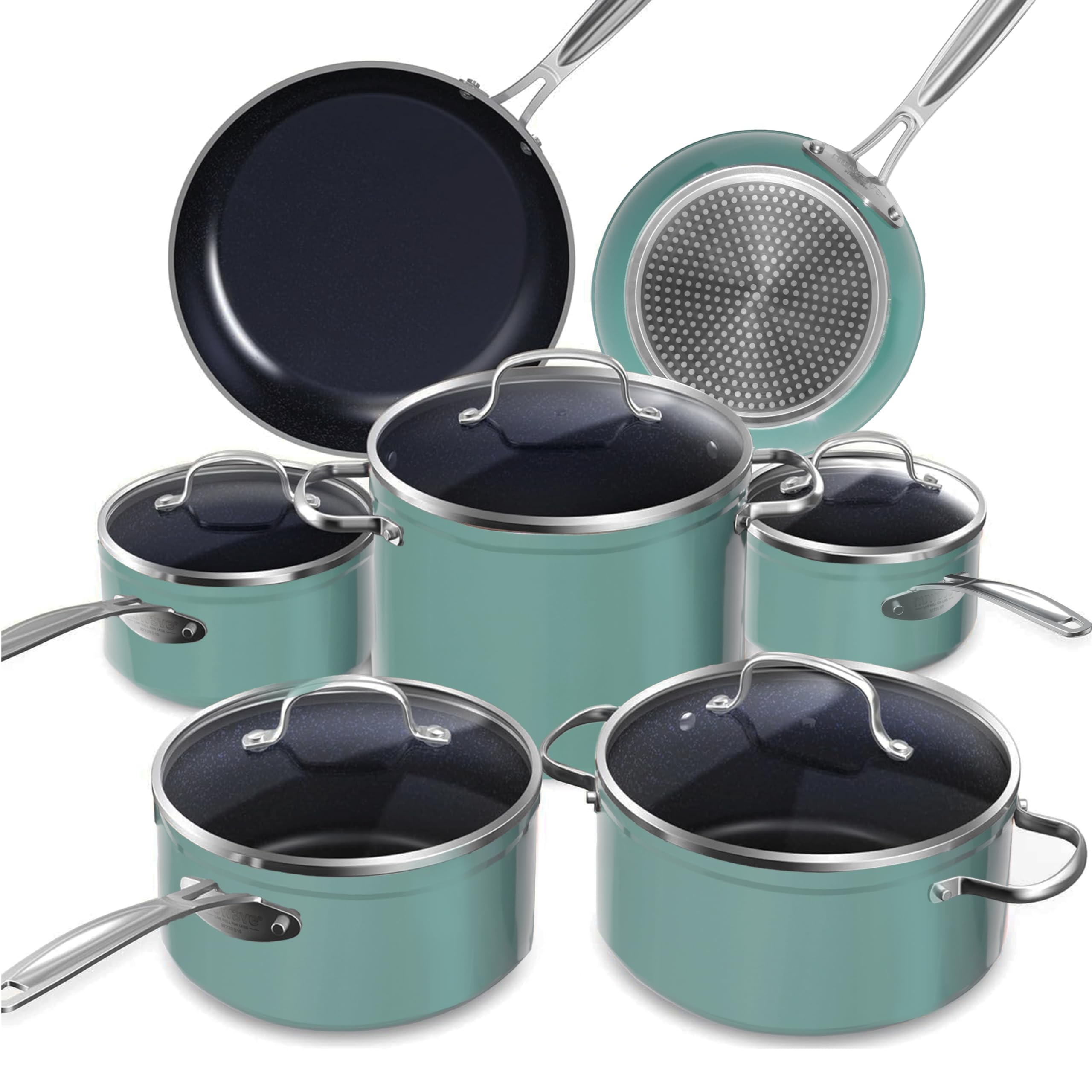 Nuwave product packaging showing full 12-piece set and included cookware