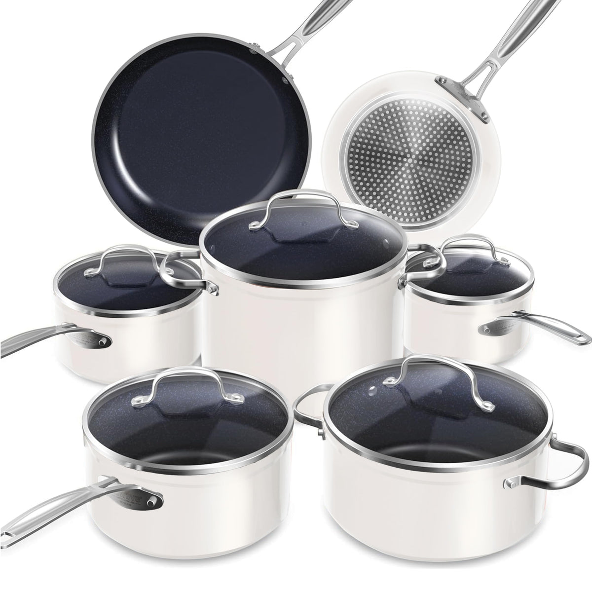 Nuwave full 12-piece set front view showing all pots and pans benefits easy cooking