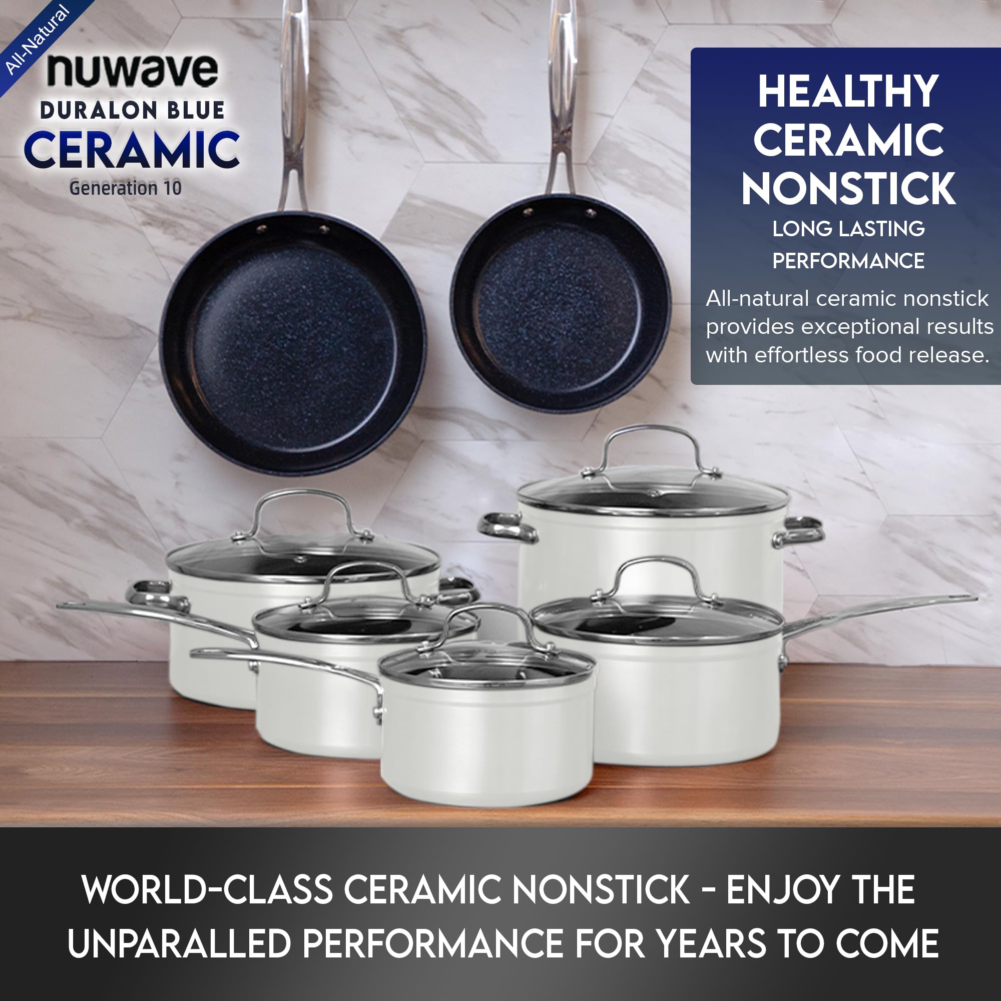 Nuwave pans on countertop with prepared meal showing everyday cooking versatility benefit