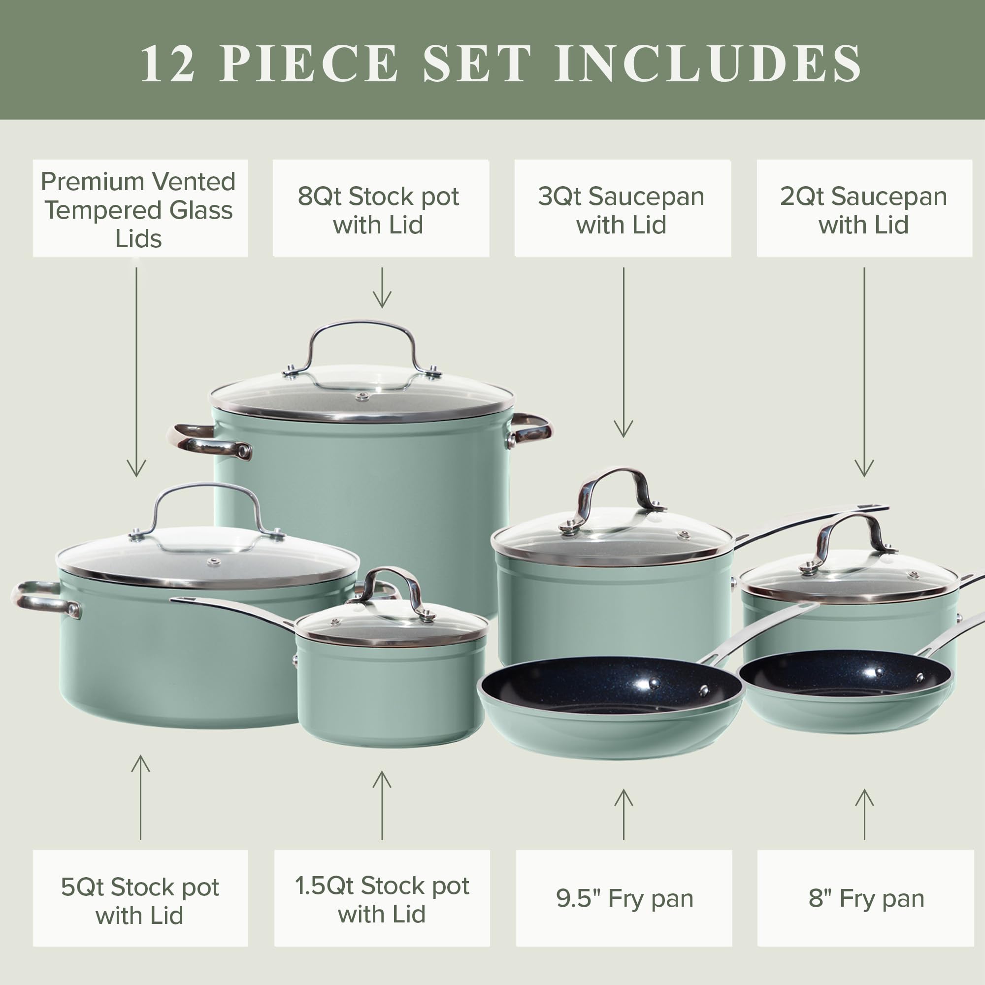 Nuwave pans lined up to compare 8-inch and 9.5-inch size options