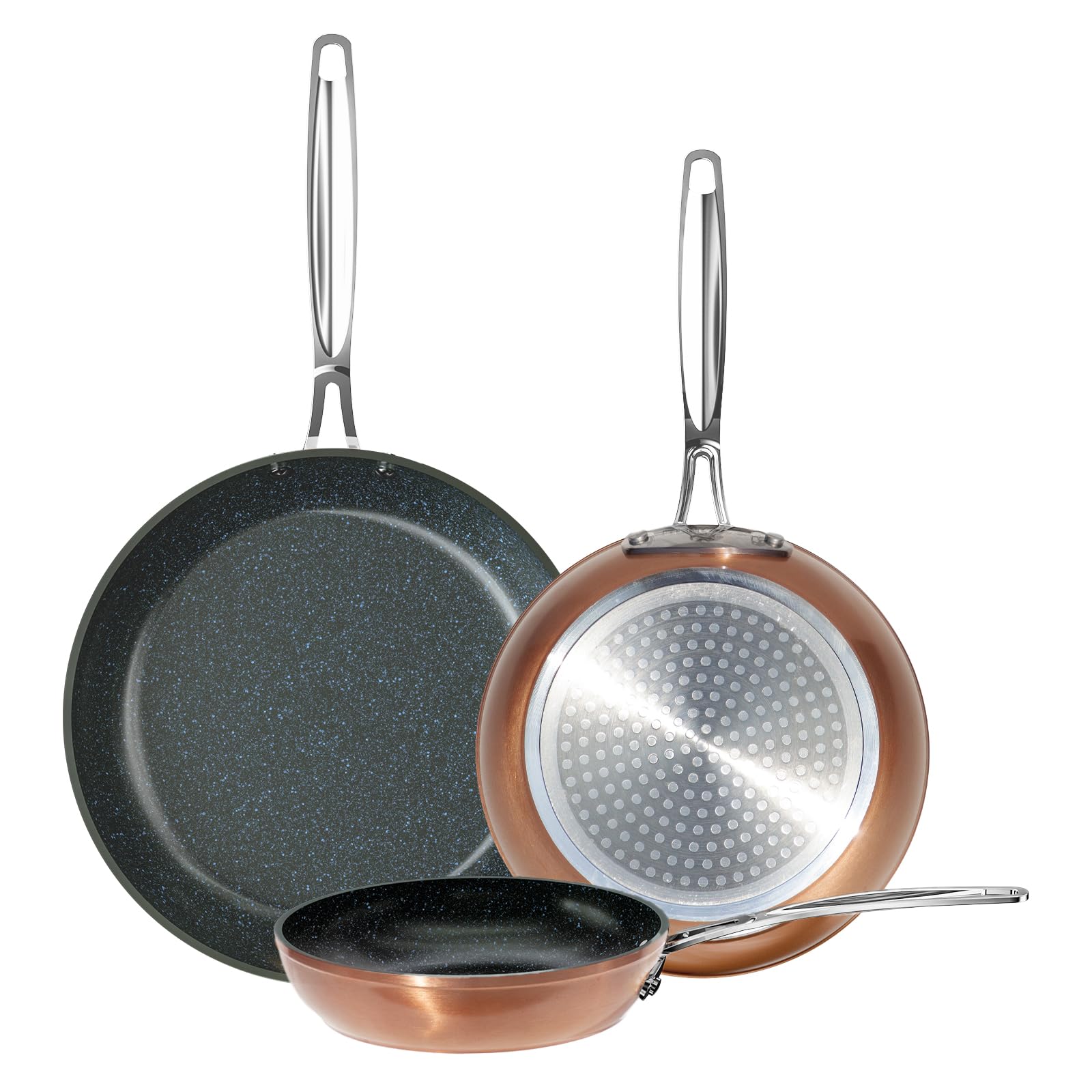 Nuwave front packaging showing cozy blue set and pan sizes for an easy start