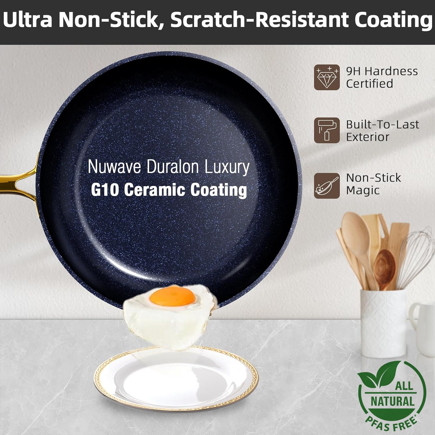 nuwave close-up of Duralon Blue ceramic surface showing smooth release