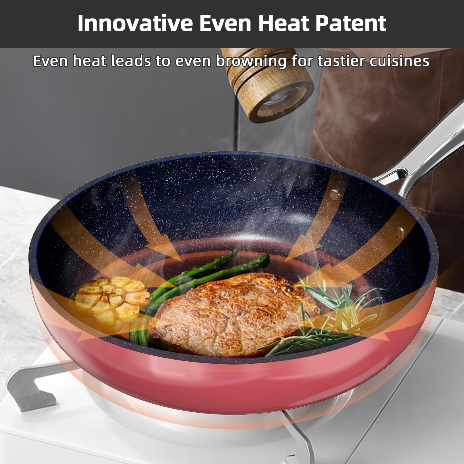 Nuwave metal lid showing flavor channels that baste food naturally