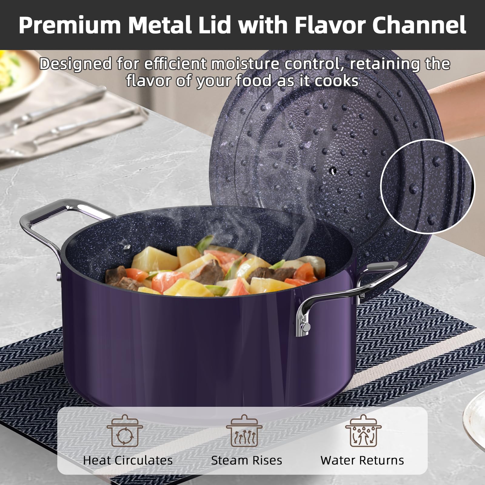 nuwave pan held in hand demonstrating forged lightweight benefit