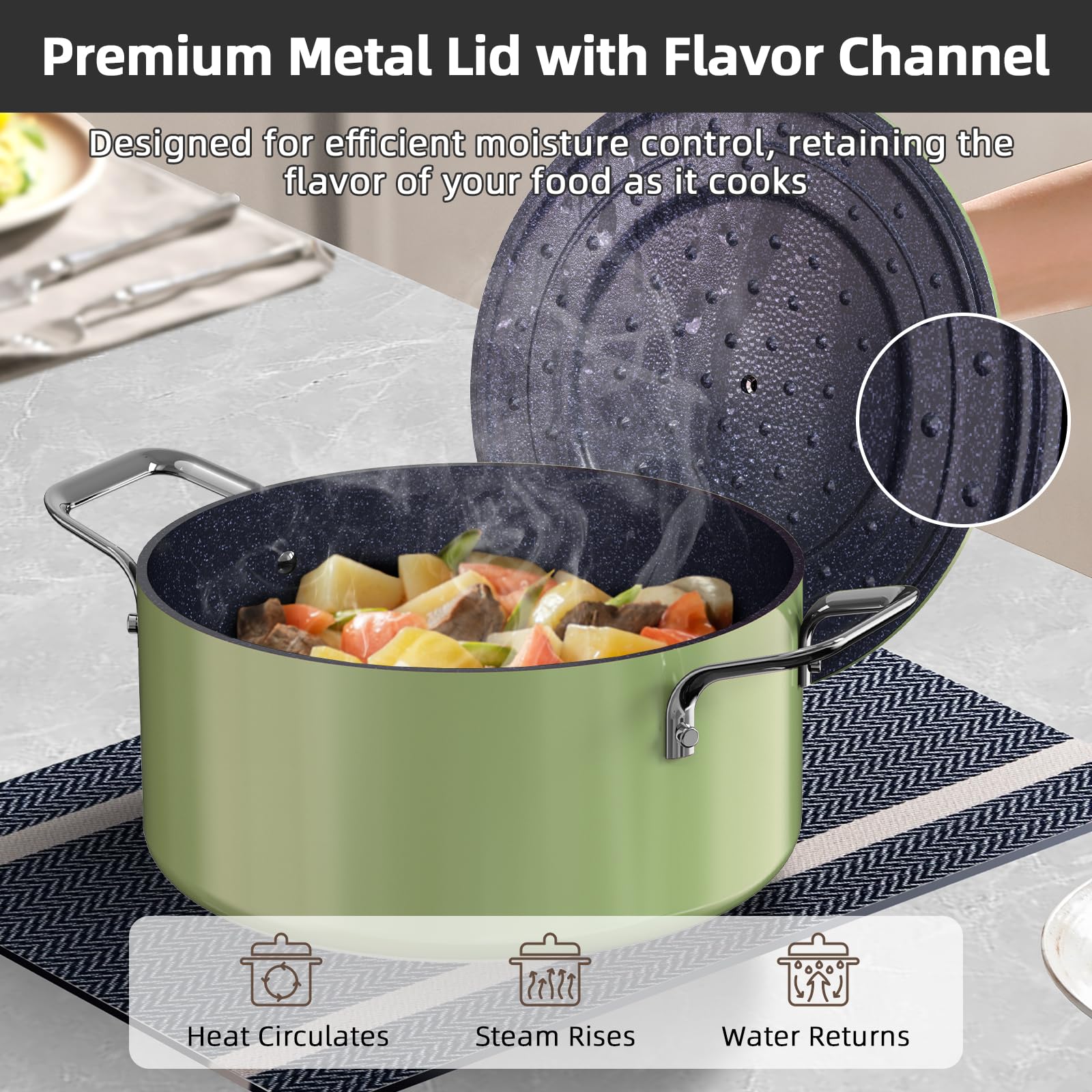 Nuwave skillet on stovetop in use illustrating even heat performance