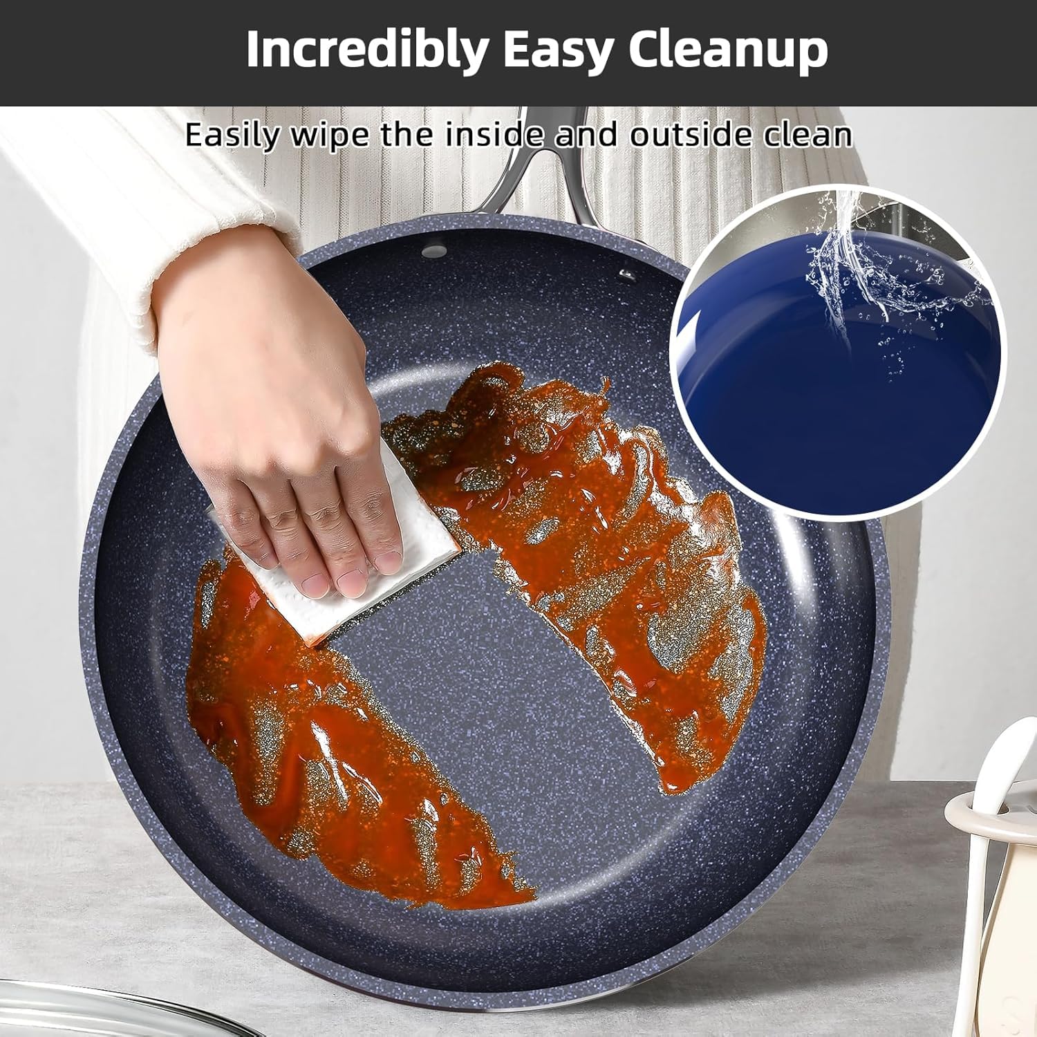 nuwave pan next to utensils showing real-world size and scale