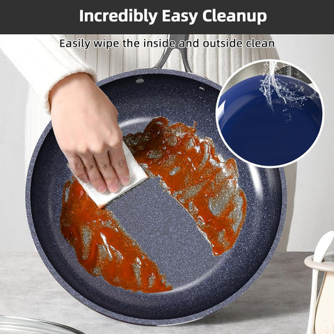 nuwave pan next to utensils showing real-world size and scale