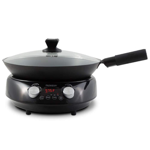 Nuwave Mosaic front view showing wok and induction base for efficient cooking